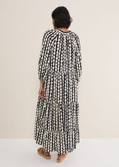 Lara Midi Dress - Black/Ivory