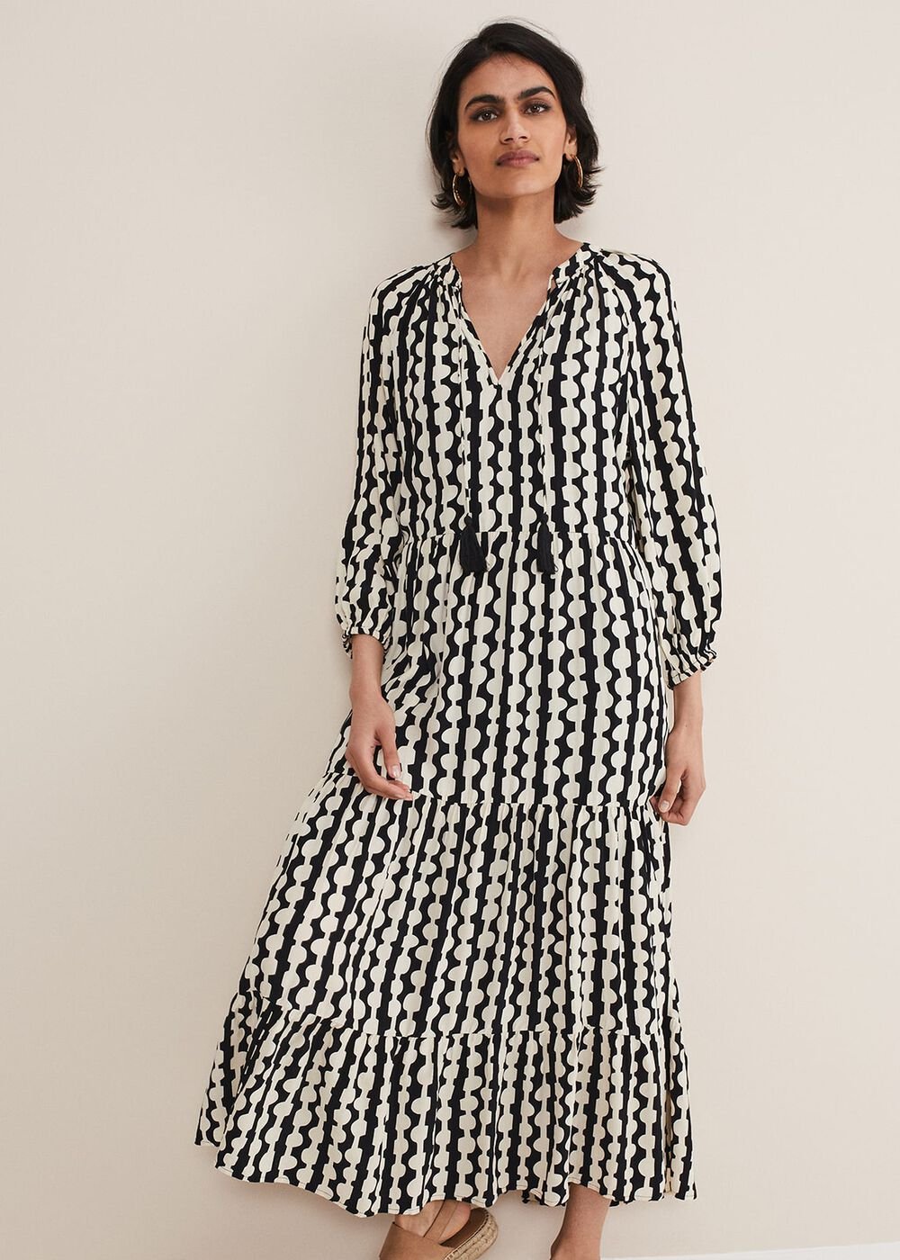 Lara Midi Dress - Black/Ivory