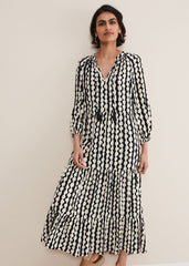 Lara Midi Dress - Black/Ivory