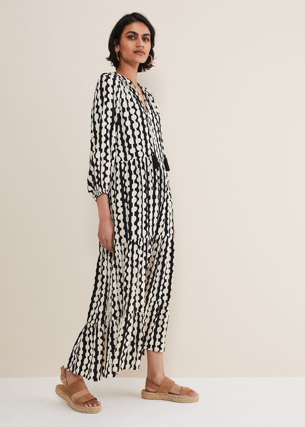 Lara Midi Dress - Black/Ivory