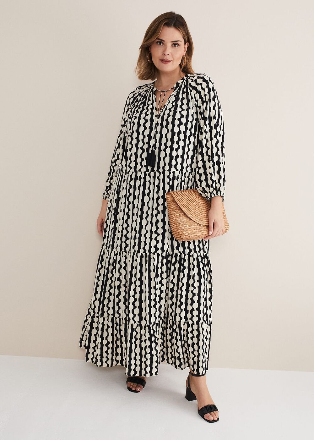Lara Midi Dress - Black/Ivory