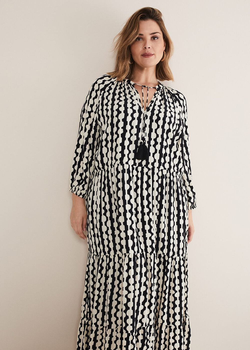 Lara Midi Dress - Black/Ivory