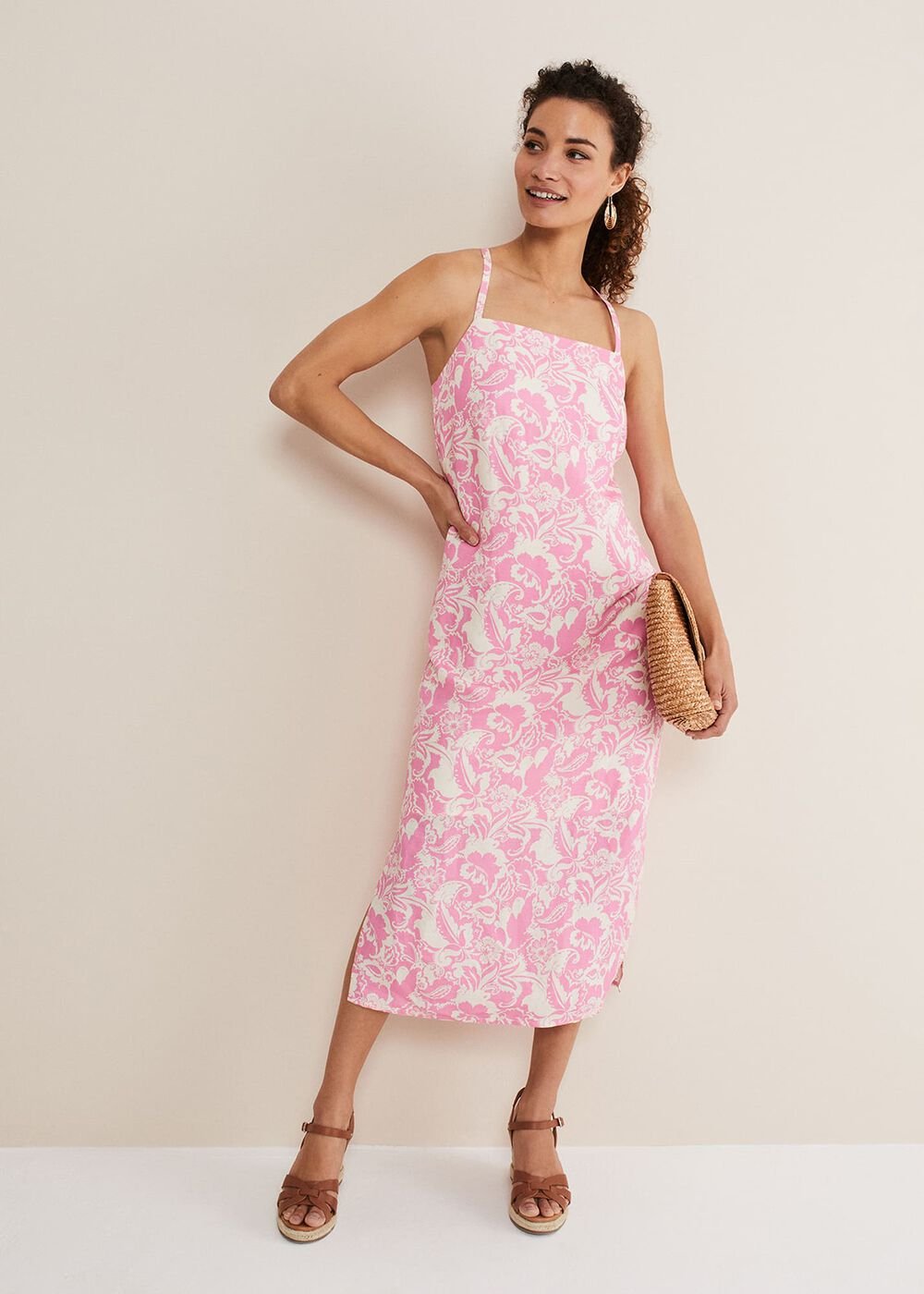 Monroe Paisley Midi Dress - Pink/Ivory