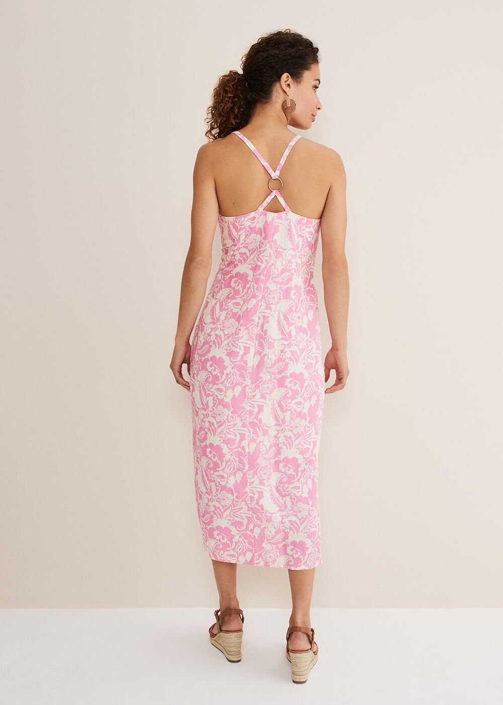 Monroe Paisley Midi Dress - Pink/Ivory
