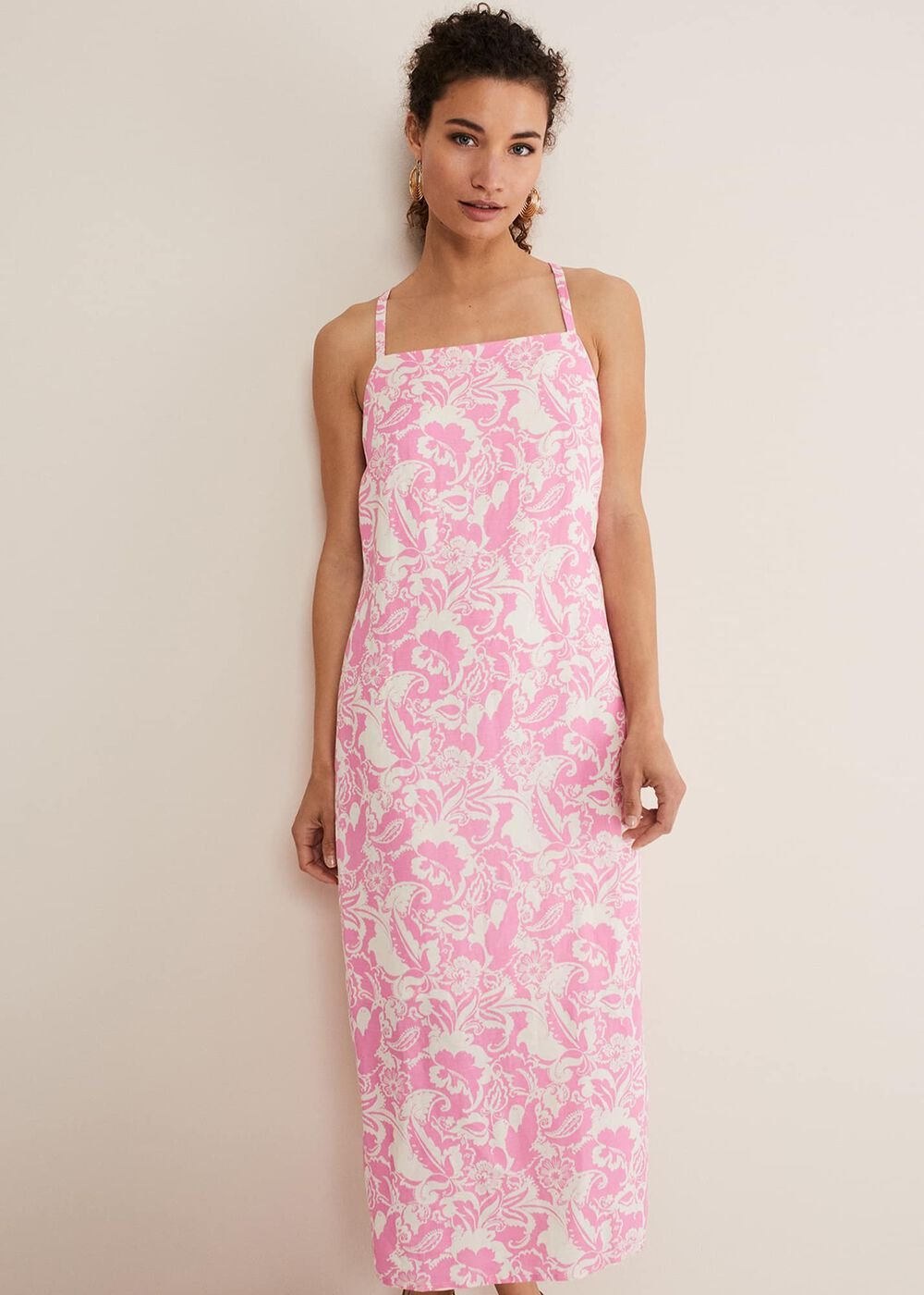 Monroe Paisley Midi Dress - Pink/Ivory