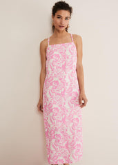 Monroe Paisley Midi Dress - Pink/Ivory