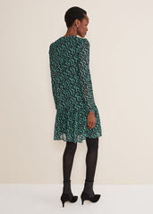 Dorathy Zig Zag Mesh Dress - Blue/Green