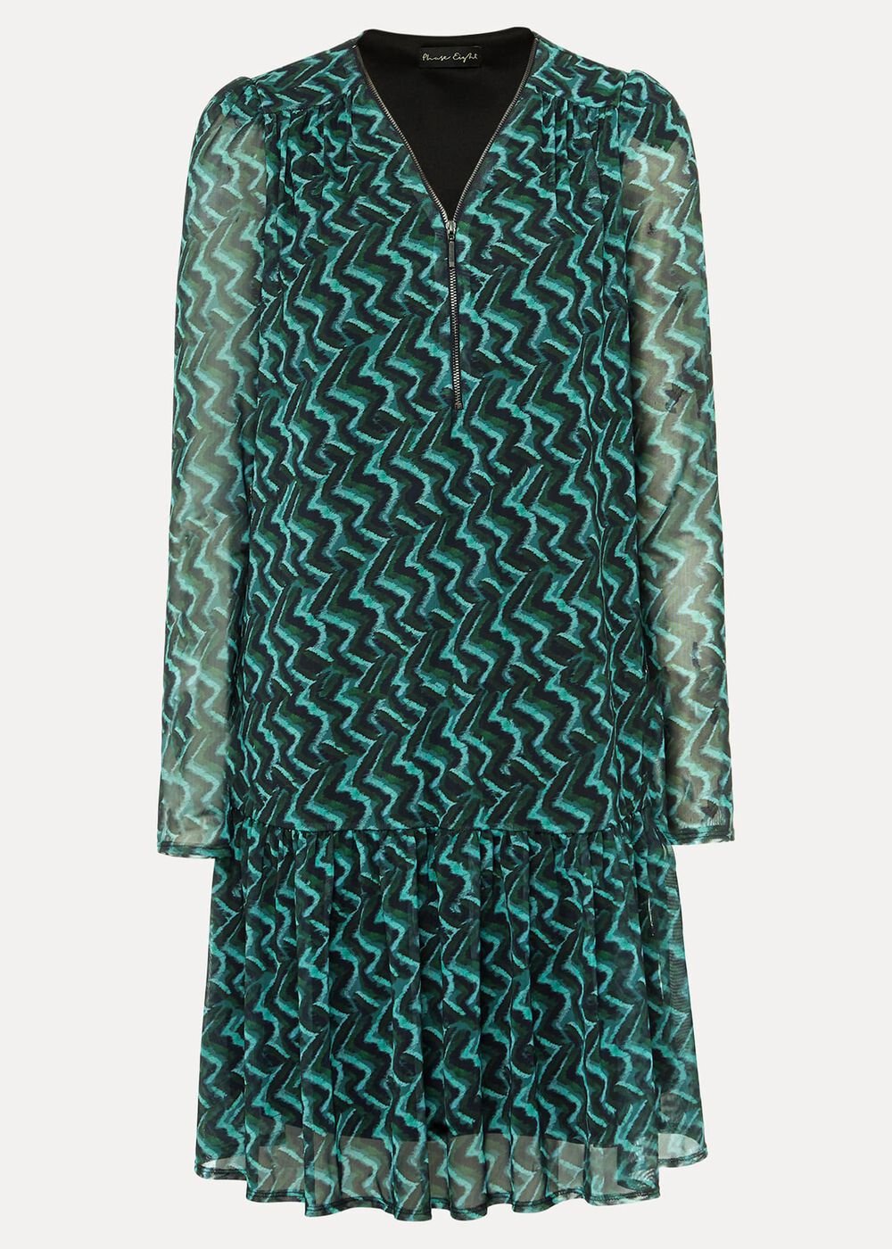 Dorathy Zig Zag Mesh Dress - Blue/Green