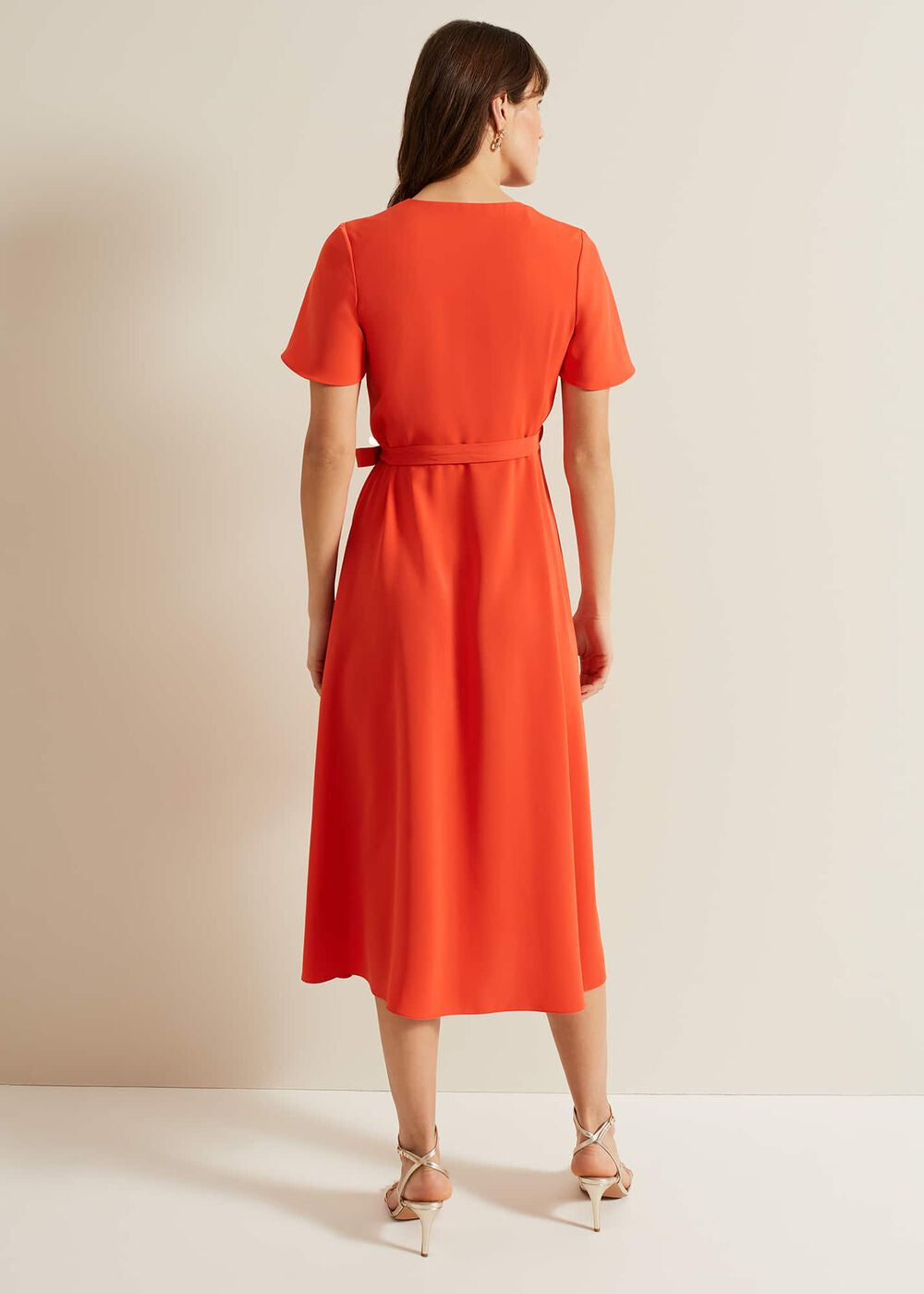 Julissa Ruffle Wrap Midi Dress - Vermillion