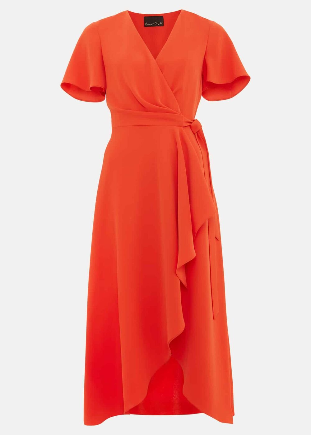 Julissa Ruffle Wrap Midi Dress - Vermillion