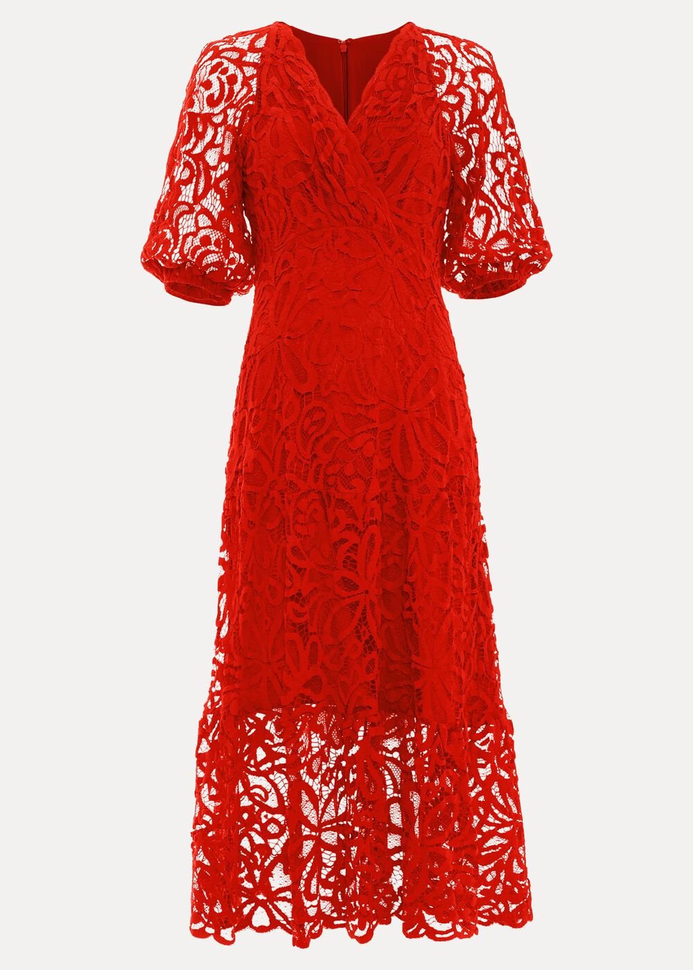 Senna Lace Midi Dress - Vermillion