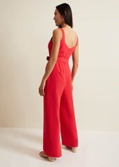 Charlize Belted Jumpsuit - Coral