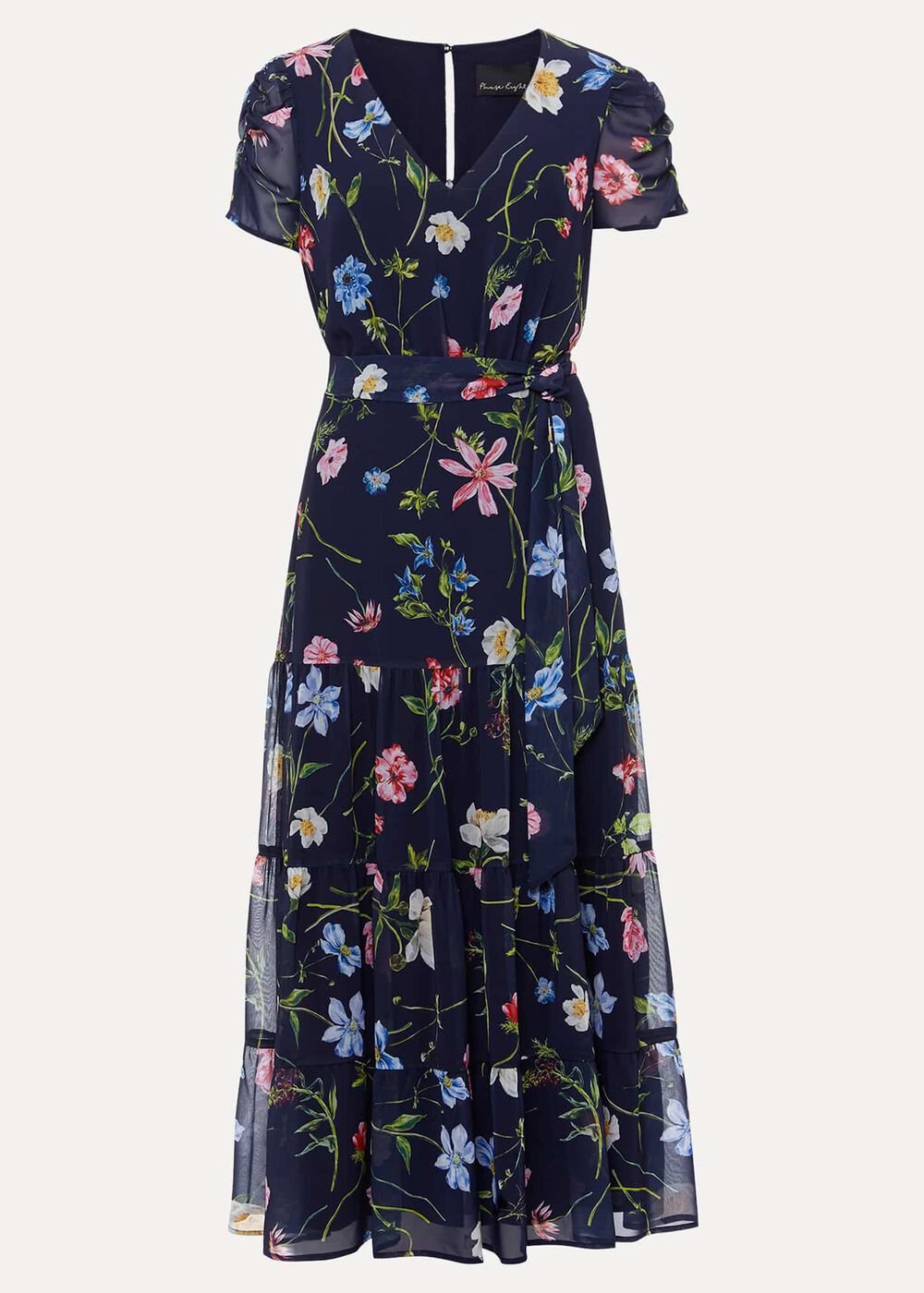 Lola Floral Tiered Midi Dress - Navy/Multi