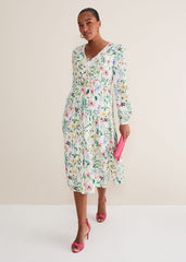 Maya Floral Midaxi Dress - Ivory/Multi