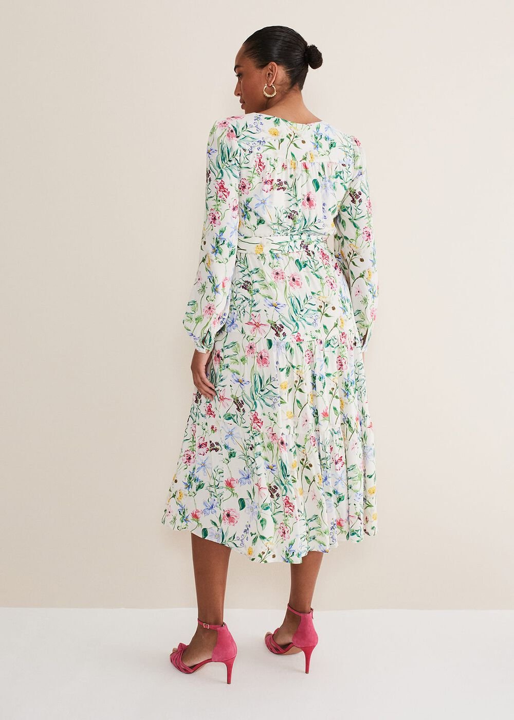 Maya Floral Midaxi Dress - Ivory/Multi
