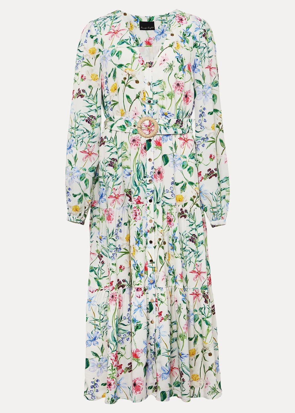 Maya Floral Midaxi Dress - Ivory/Multi