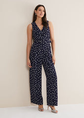 Kenzie Spot Jumpsuit - Navy/Ivory