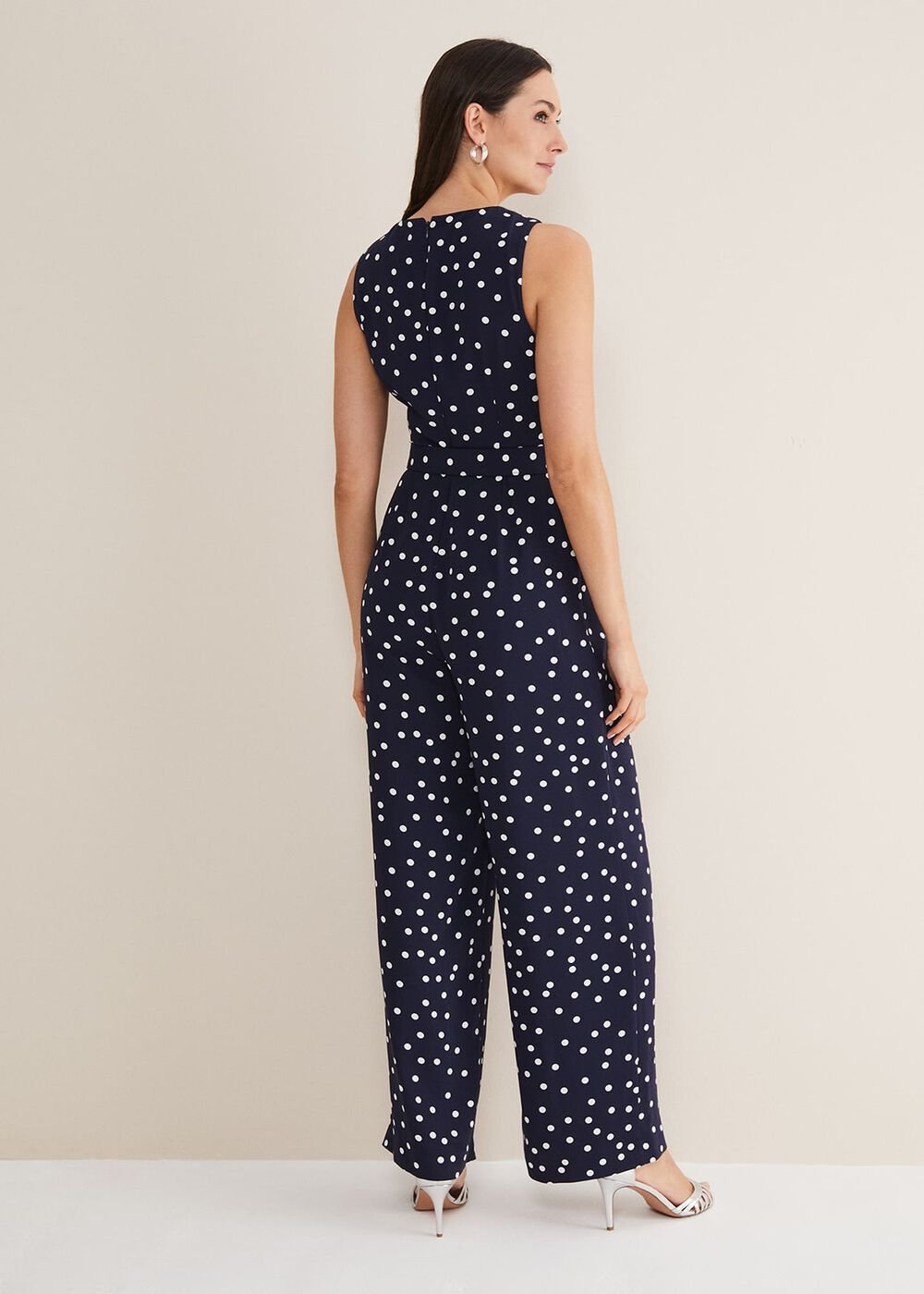 Kenzie Spot Jumpsuit - Navy/Ivory