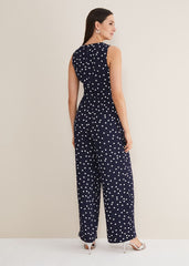 Kenzie Spot Jumpsuit - Navy/Ivory