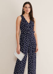 Kenzie Spot Jumpsuit - Navy/Ivory