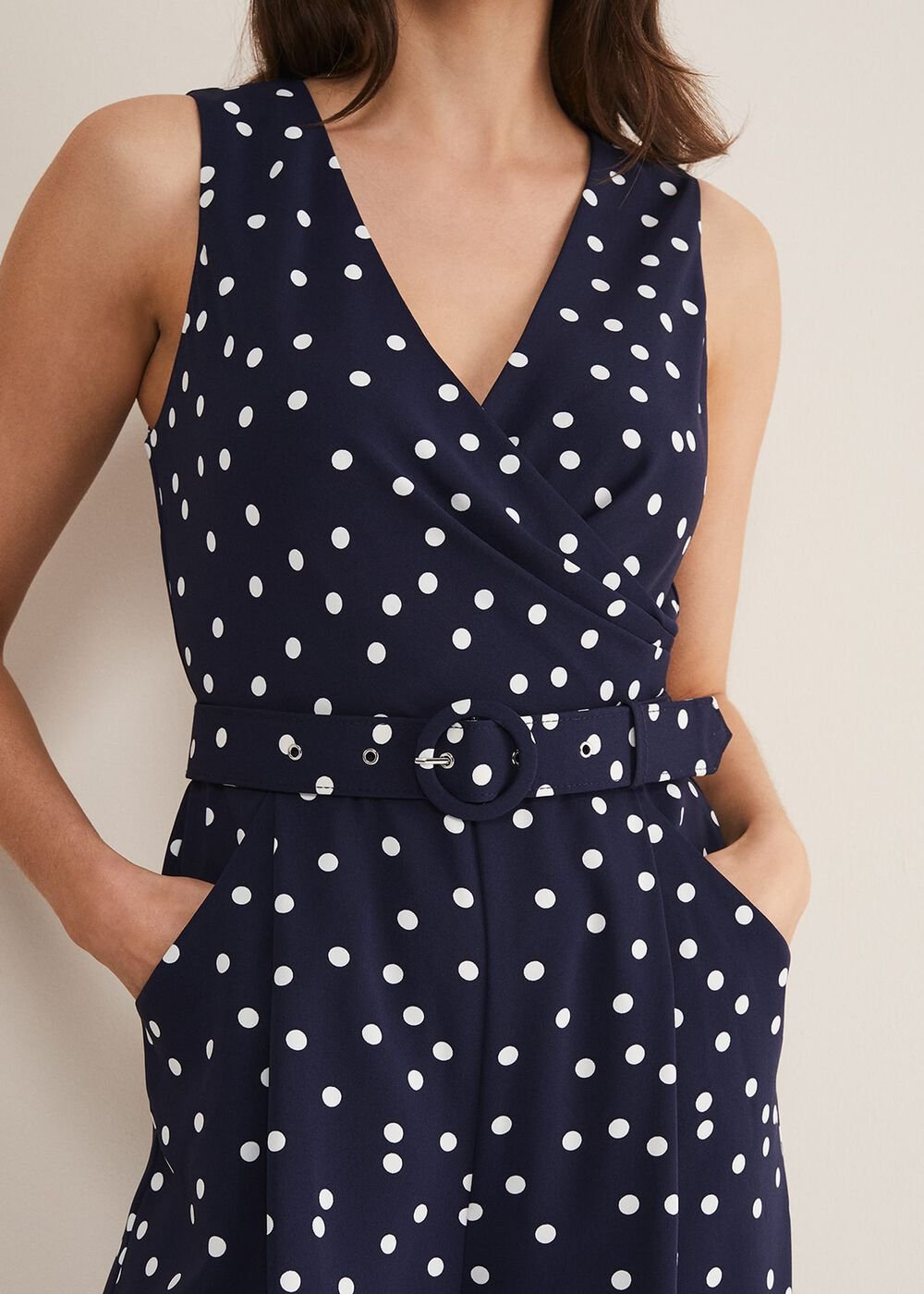 Kenzie Spot Jumpsuit - Navy/Ivory