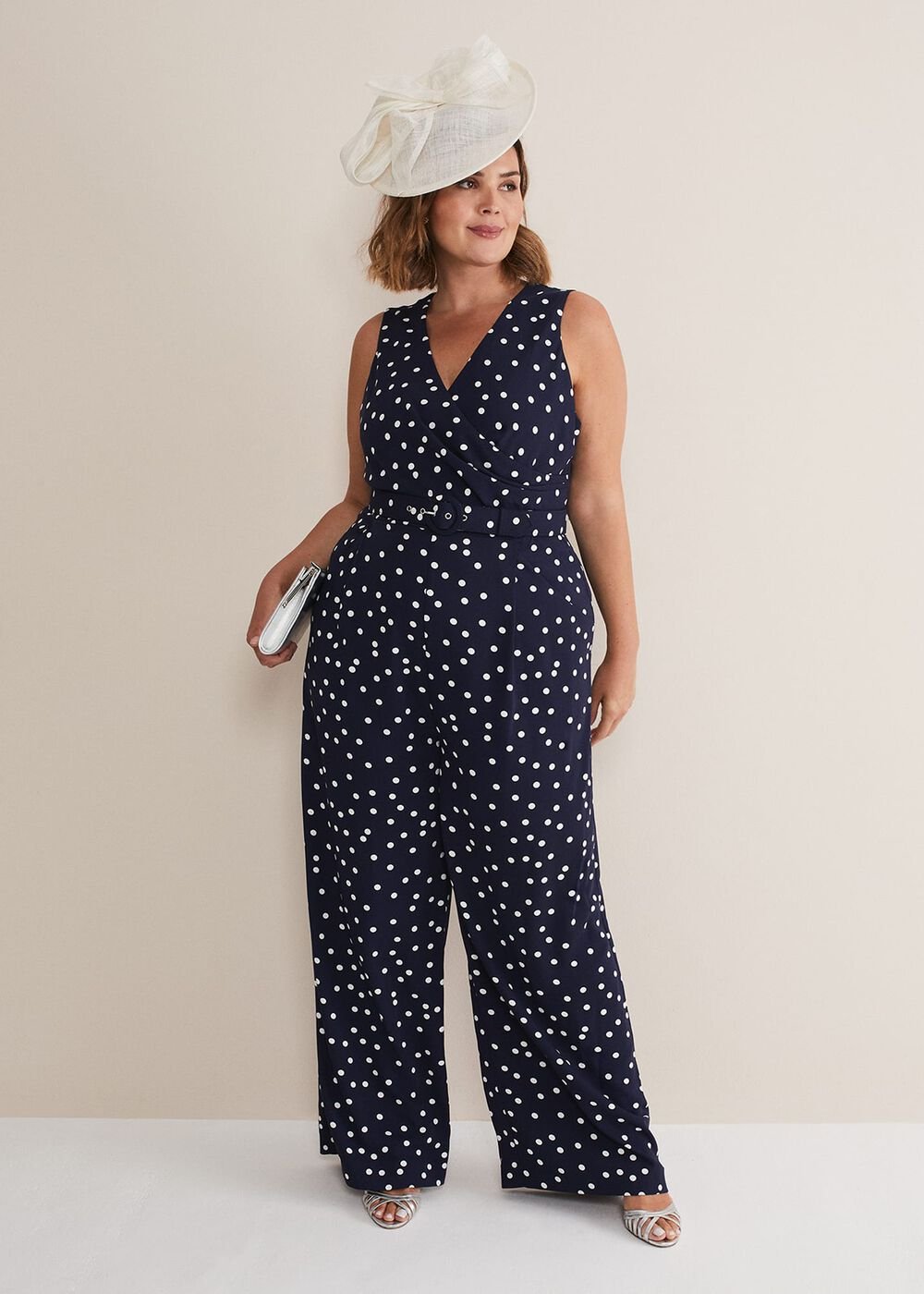 Kenzie Spot Jumpsuit - Navy/Ivory