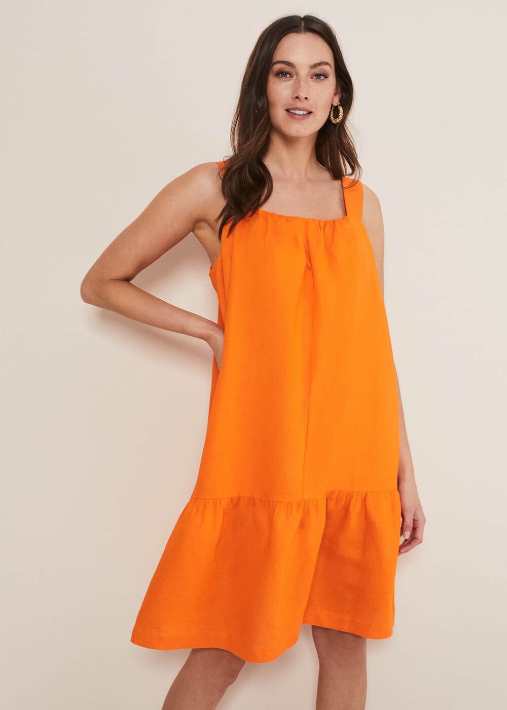 Mandy Linen Swing Dress - Orange