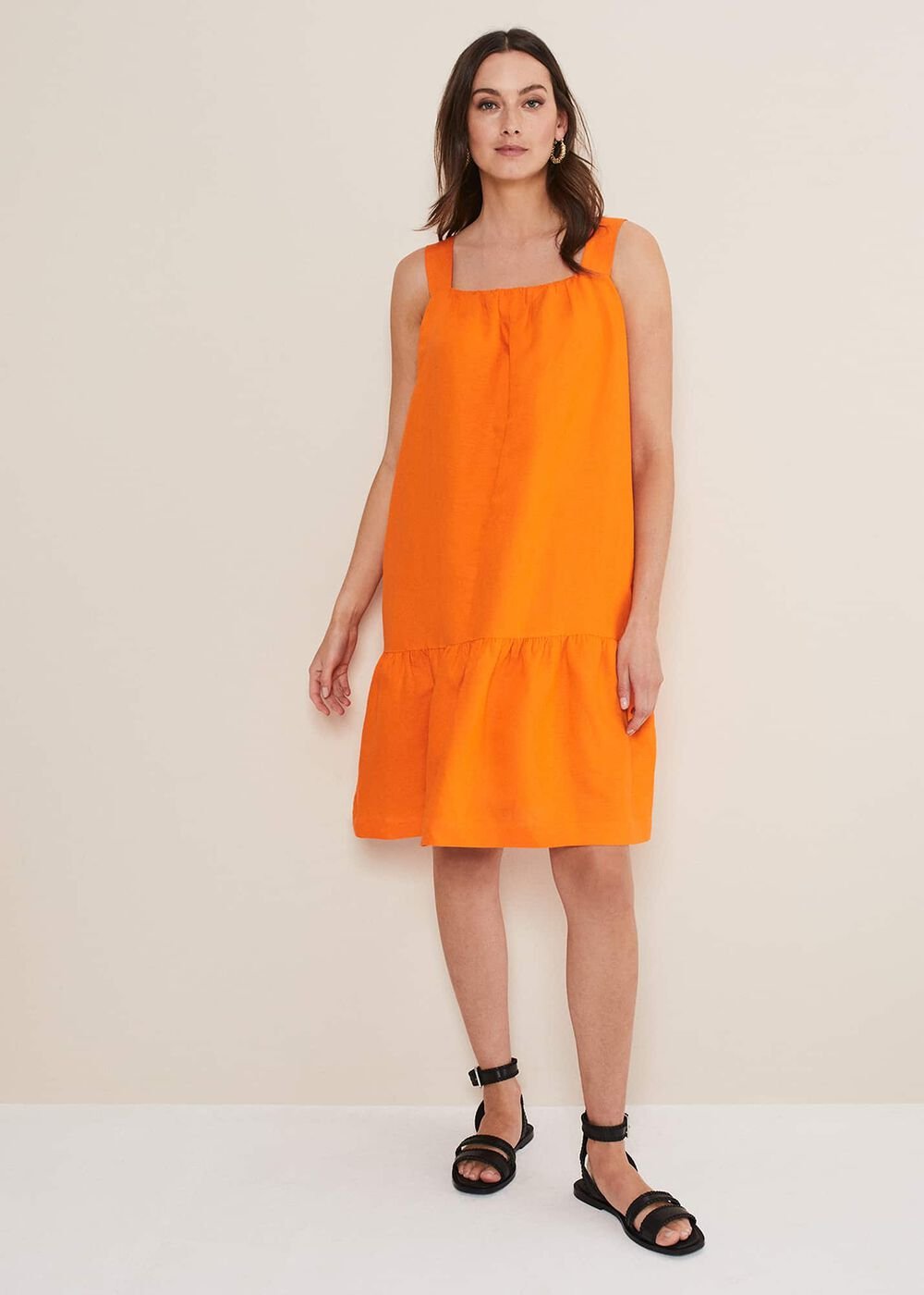Mandy Linen Swing Dress - Orange