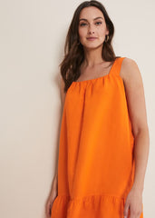 Mandy Linen Swing Dress - Orange