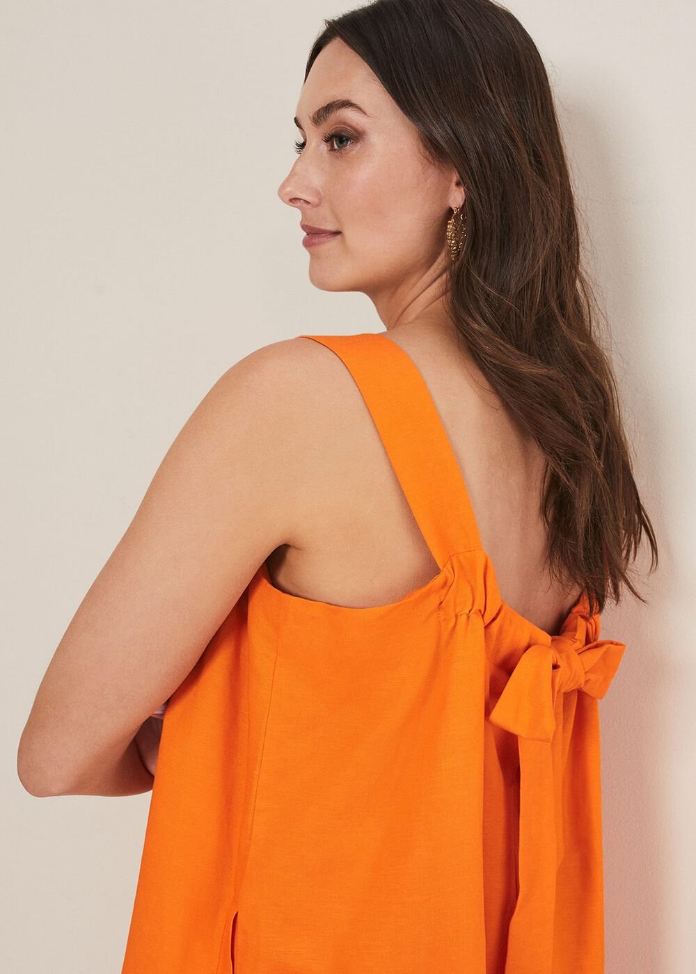 Mandy Linen Swing Dress - Orange