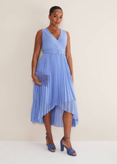 Brianna Pleated Midaxi Dress - Cornflower