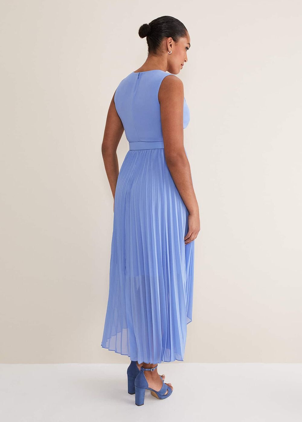 Brianna Pleated Midaxi Dress - Cornflower