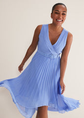 Brianna Pleated Midaxi Dress - Cornflower