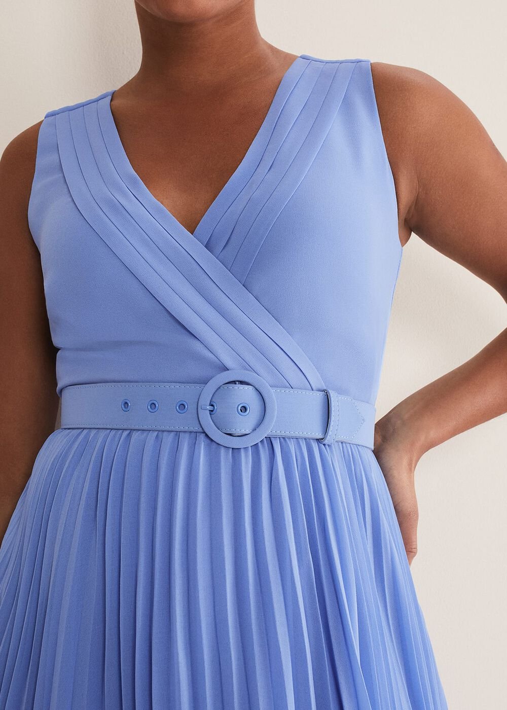 Brianna Pleated Midaxi Dress - Cornflower