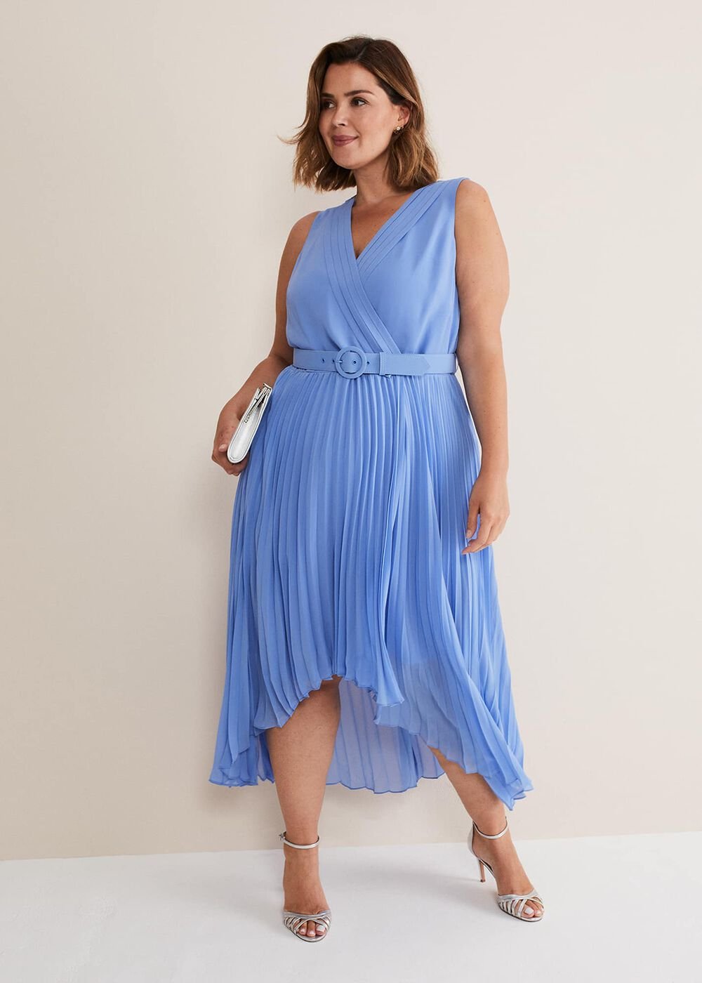 Brianna Pleated Midaxi Dress - Cornflower