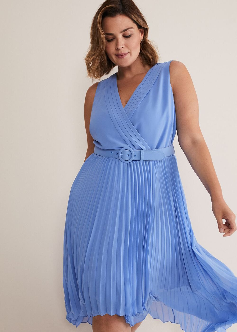 Brianna Pleated Midaxi Dress - Cornflower