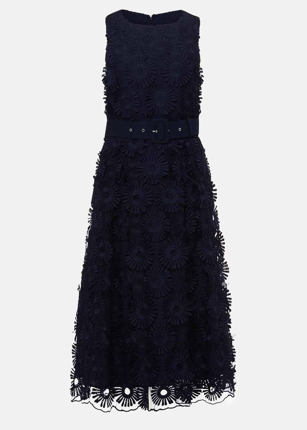 Flossy Lace Midi Dress - Navy