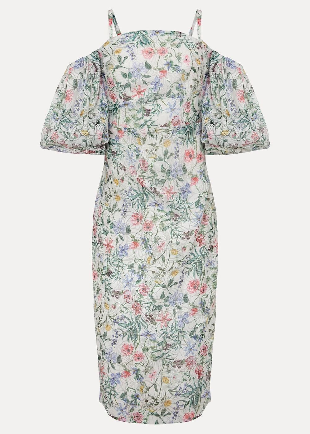 Stevie Floral Bodycon Midi Dress - Ivory/Multi