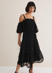 Margarita Off The Shoulder Midaxi Dress - Black
