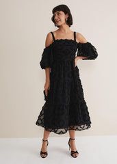Margarita Off The Shoulder Midaxi Dress - Black