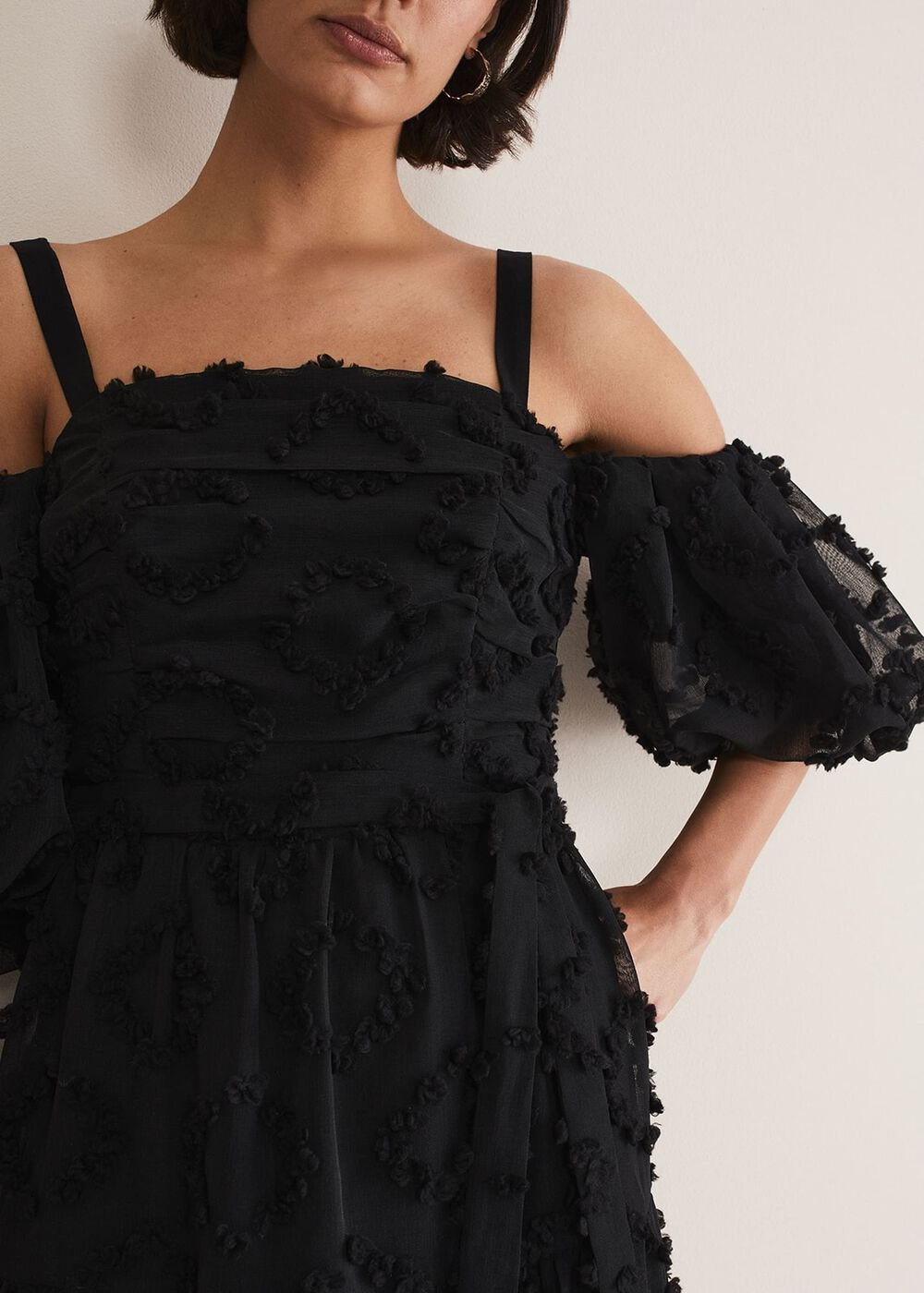Margarita Off The Shoulder Midaxi Dress - Black