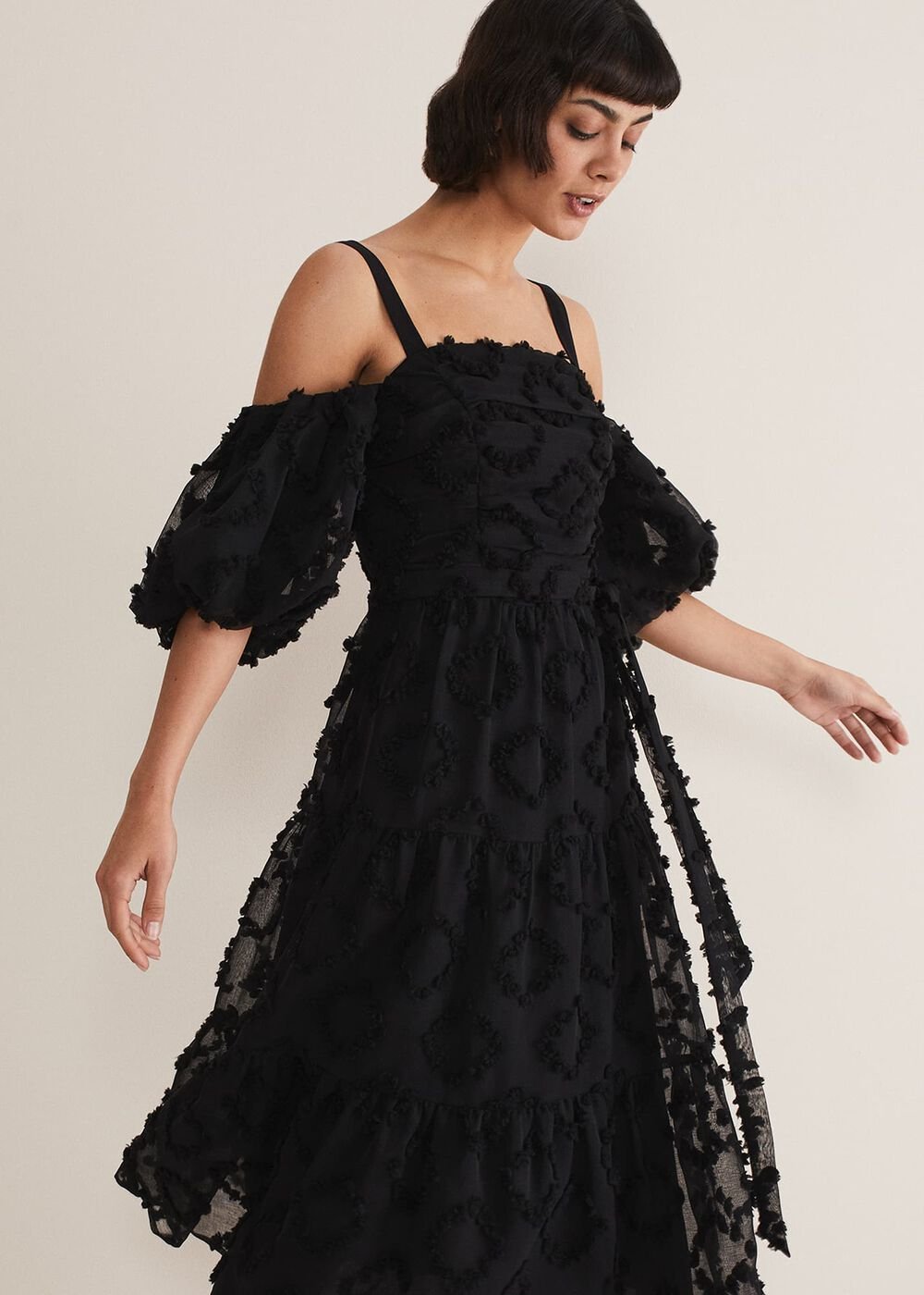 Margarita Off The Shoulder Midaxi Dress - Black
