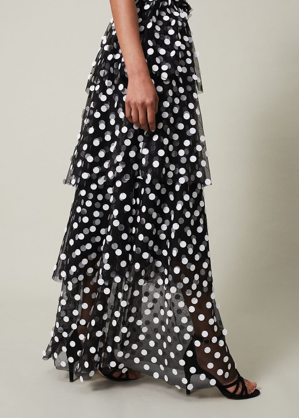 Avianna Sequin Tulle Maxi Dress - Black/Ivory