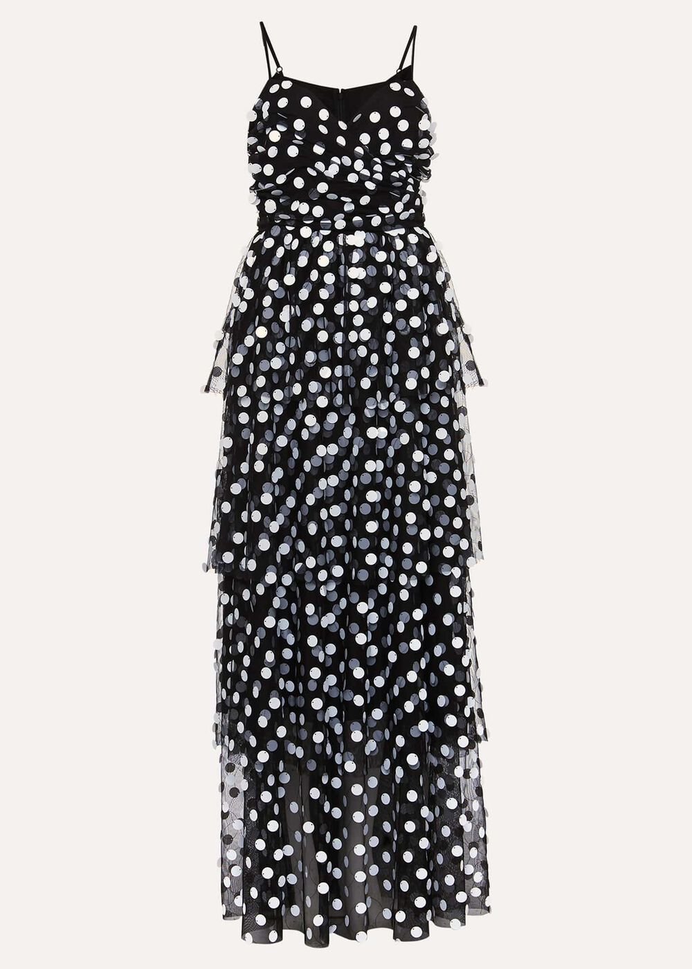 Avianna Sequin Tulle Maxi Dress - Black/Ivory