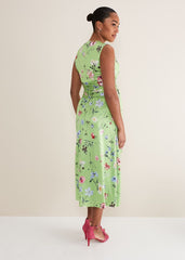 Corrin Floral Midi Dress - Lime/Multi