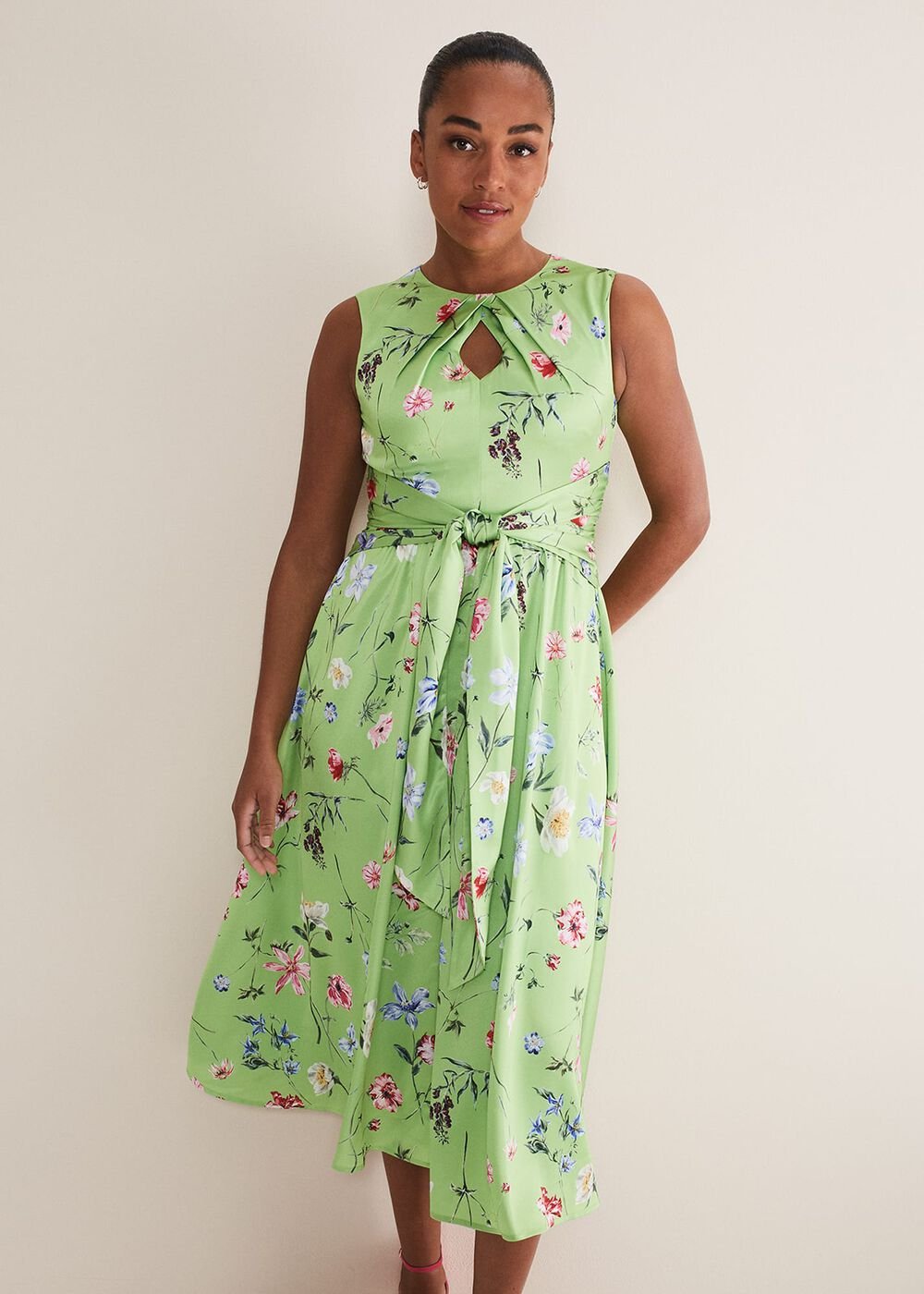 Corrin Floral Midi Dress - Lime/Multi