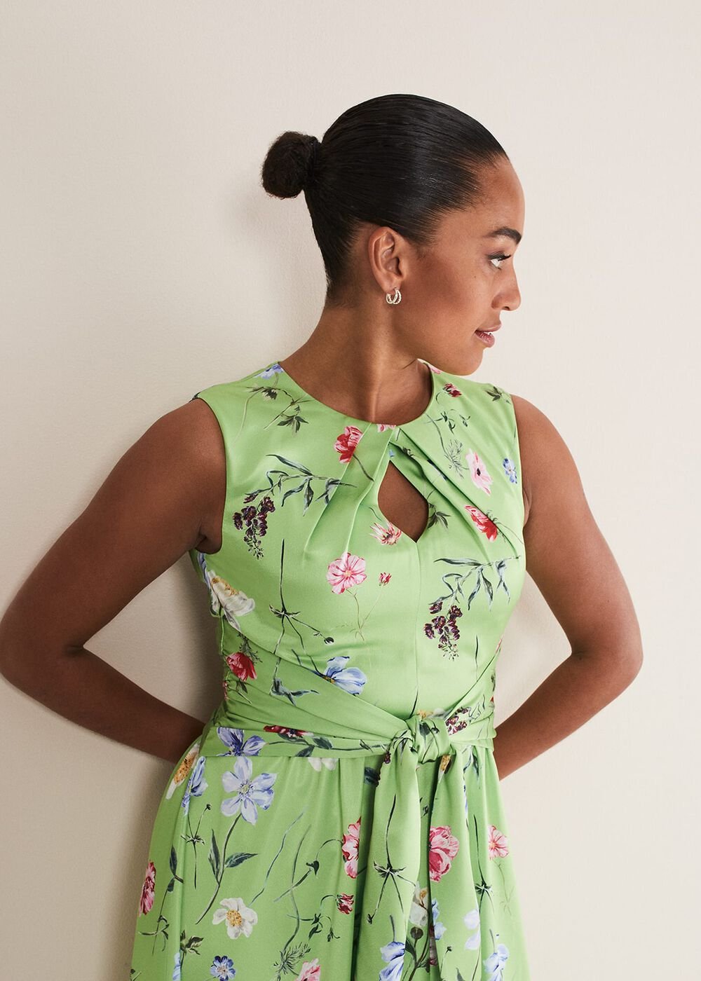 Corrin Floral Midi Dress - Lime/Multi