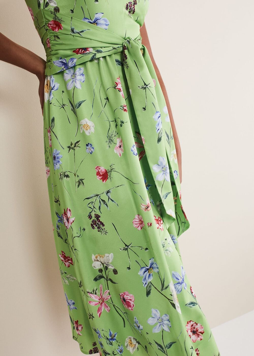Corrin Floral Midi Dress - Lime/Multi
