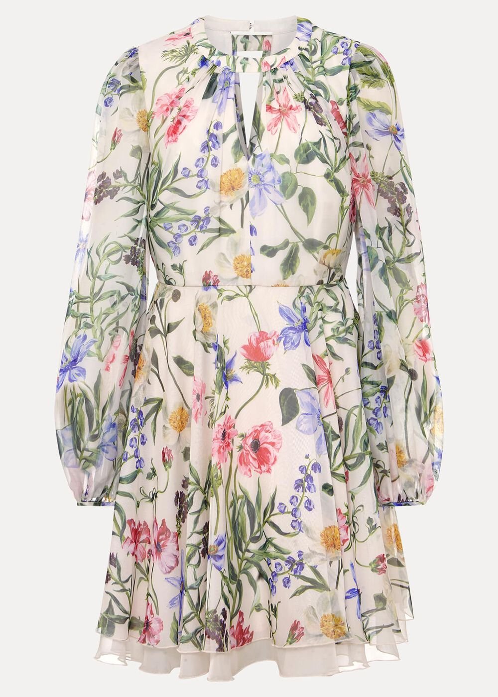 Petite Everleigh Chiffon Floral Mini Dress - Ivory/Multi