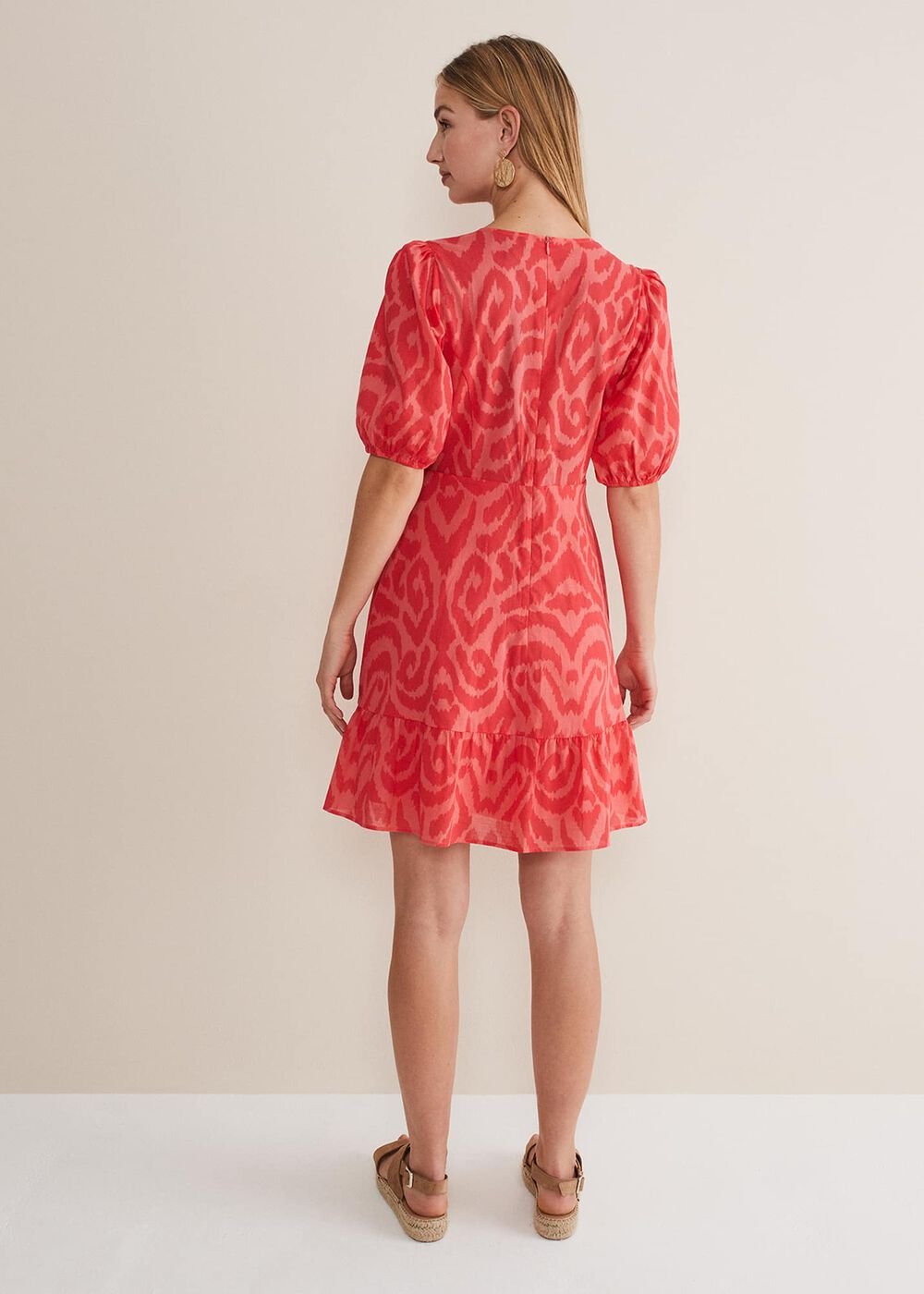 Krystal Cotton Abstract Mini Dress - Pink/Red